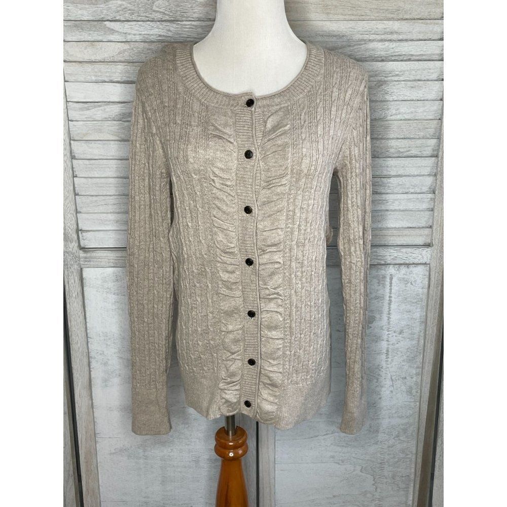 Eddie Bauer Cardigan Sweater Beige Size Medium